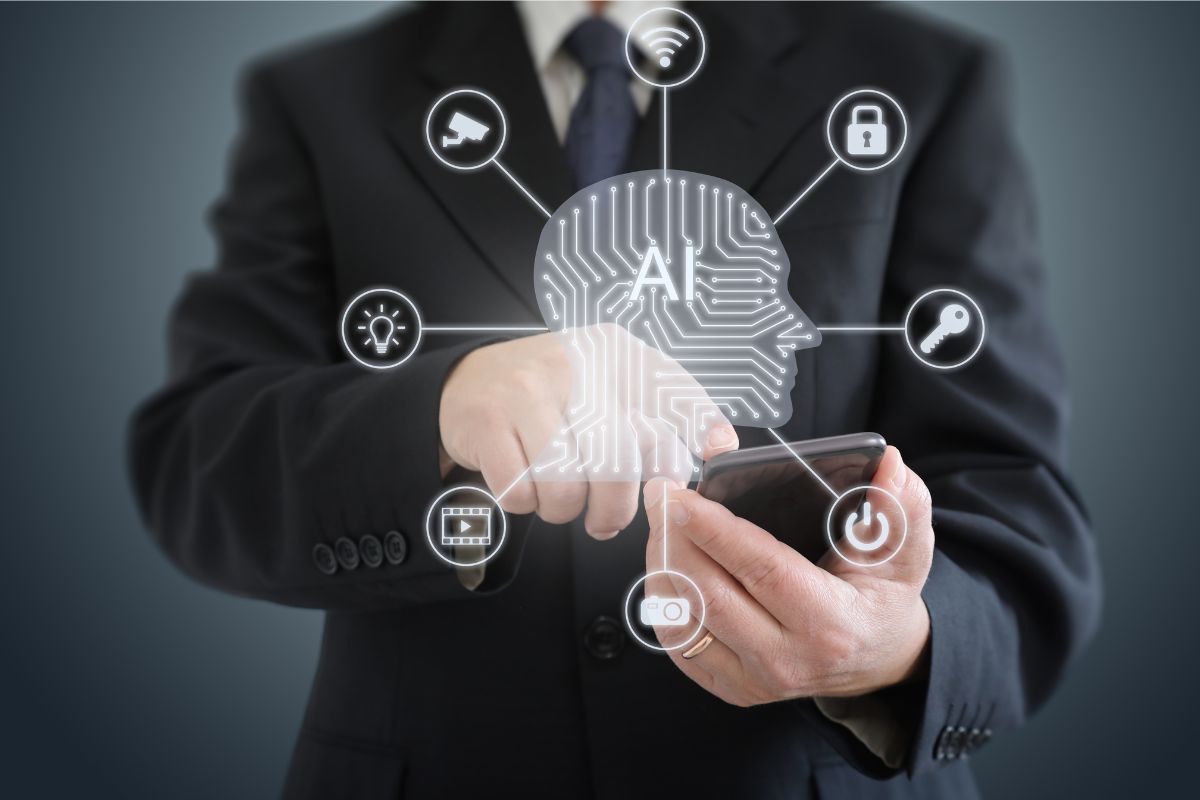 L'uomo utilizza la firma elettronica AI.