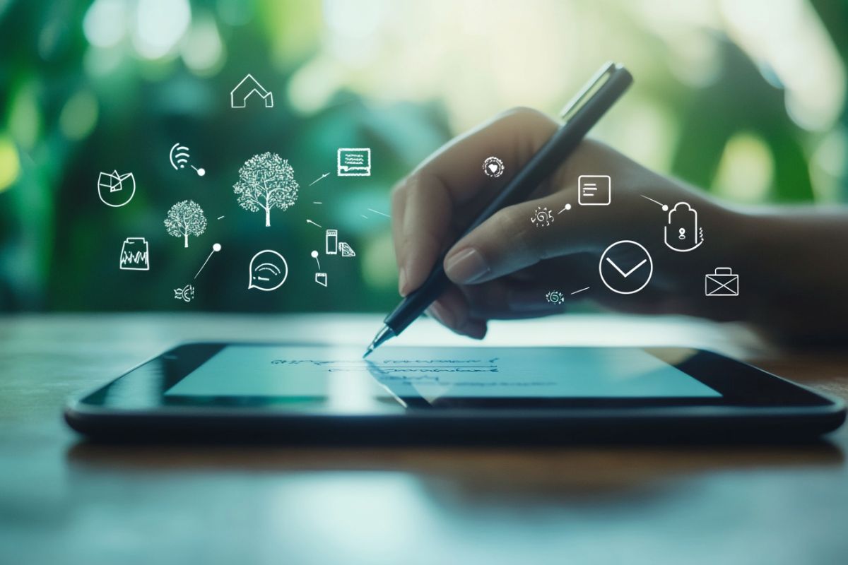 La persona utilizza una firma digitale quando firma i contratti.