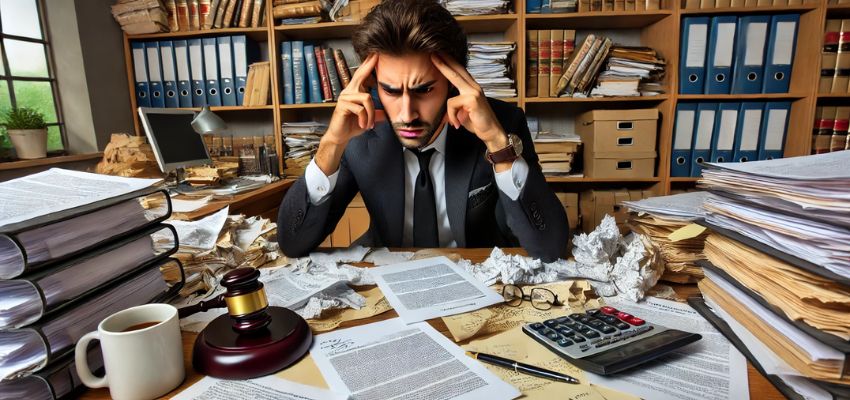 El hombre está de mal humor por sus errores en la gestión de los contratos.