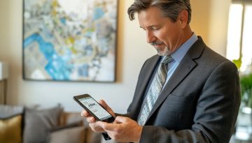 L'uomo d'affari utilizza una firma elettronica per firmare i documenti sul suo cellulare.