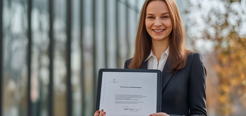 شاركت سيدة أعمال في ألمانيا بسعادة العقود التي وقعتها باستخدام أداة التوقيع الإلكتروني.