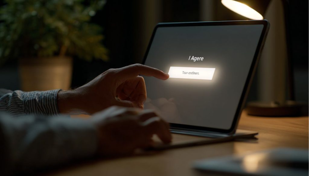 The entrepreneur reviews the terms and conditions of the contract before signing.